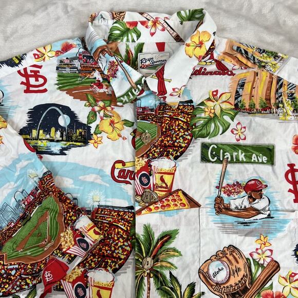 Reyn Spooner St Louis Cardinals Shirt Mens XL Hawaiian AOP Cotton Button Up MLB - Picture 1 of 12